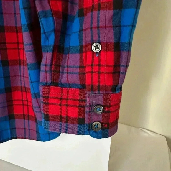 Women’s Talbots plaid button down in red, blue, purple, and black. Size Small P - Picture 11 of 11